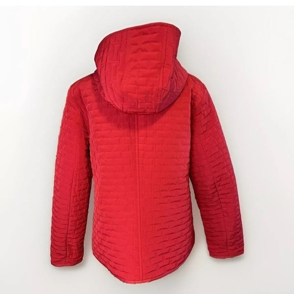 Esprit Jacket Sz L Red Womens Quilted Hooded With Pockets Fall Winter Preppy EUC - Picture 4 of 9